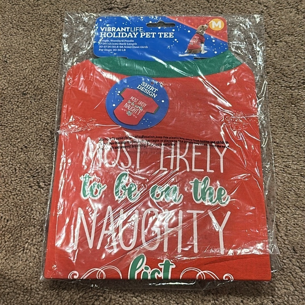 ❤️🆕Vibrant Life Holiday Most Likely to Be on The Naughty List Dog T-Shirt Medium - Picture 7 of 8